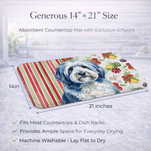 Load image into Gallery viewer, Blue and White Old English Sheepdog Vegetables Dish Drying Mat