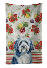 Load image into Gallery viewer, Blue and White Old English Sheepdog Vegetables Kitchen Towel