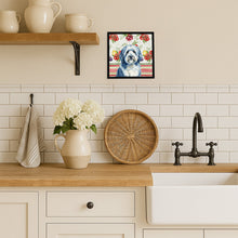 Load image into Gallery viewer, Blue and White Old English Sheepdog Vegetables Framed Metal Print