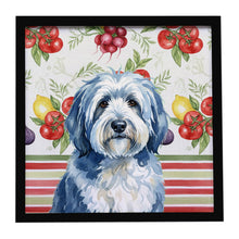 Load image into Gallery viewer, Blue and White Old English Sheepdog Vegetables Framed Metal Print