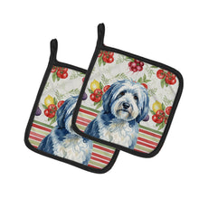 Load image into Gallery viewer, Blue and White Old English Sheepdog Vegetables Pair of Pot Holders
