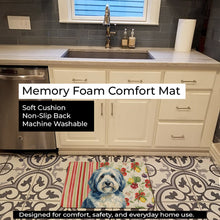 Load image into Gallery viewer, Blue and White Old English Sheepdog Vegetables Memory Foam Kitchen Mat