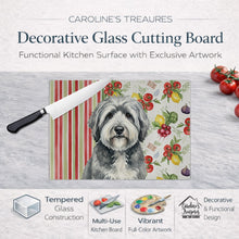 Load image into Gallery viewer, Gray and White Old English Sheepdog Vegetables Glass Cutting Board