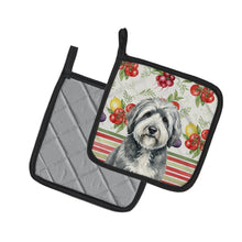 Load image into Gallery viewer, Gray and White Old English Sheepdog Vegetables Pair of Pot Holders