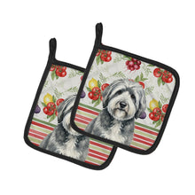 Load image into Gallery viewer, Gray and White Old English Sheepdog Vegetables Pair of Pot Holders