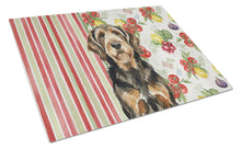 Load image into Gallery viewer, Black and Tan Otterhound Vegetables Glass Cutting Board