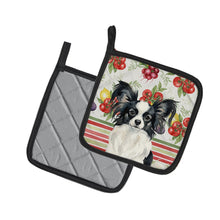Load image into Gallery viewer, Black and White Papillon Vegetables Pair of Pot Holders