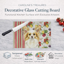 Load image into Gallery viewer, Lemon and White Papillon Vegetables Glass Cutting Board
