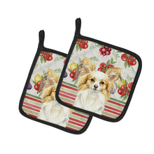 Load image into Gallery viewer, Lemon and White Papillon Vegetables Pair of Pot Holders