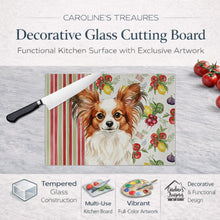 Load image into Gallery viewer, White with Red Papillon Vegetables Glass Cutting Board