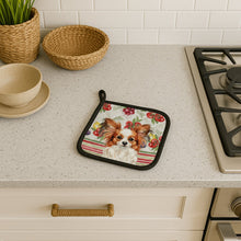 Load image into Gallery viewer, White with Red Papillon Vegetables Pair of Pot Holders