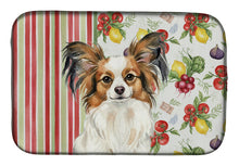 Load image into Gallery viewer, White with Sable Papillon Vegetables Dish Drying Mat