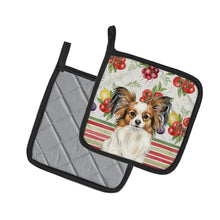 Load image into Gallery viewer, White with Sable Papillon Vegetables Pair of Pot Holders