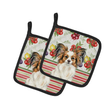 Load image into Gallery viewer, White with Sable Papillon Vegetables Pair of Pot Holders
