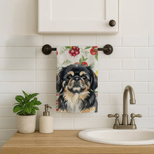 Load image into Gallery viewer, Black and Tan Pekingese Vegetables Kitchen Towel