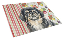 Load image into Gallery viewer, Black and Tan Pekingese Vegetables Glass Cutting Board
