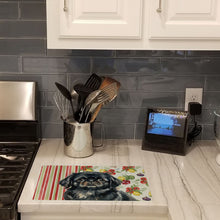 Load image into Gallery viewer, Black Pekingese Vegetables Glass Cutting Board