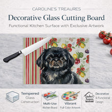 Load image into Gallery viewer, Black Pekingese Vegetables Glass Cutting Board