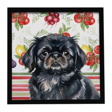Load image into Gallery viewer, Black Pekingese Vegetables Framed Metal Print