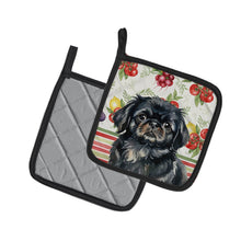 Load image into Gallery viewer, Black Pekingese Vegetables Pair of Pot Holders