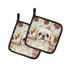 Load image into Gallery viewer, Cream Pekingese Vegetables Pair of Pot Holders