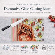 Load image into Gallery viewer, Red Pekingese Vegetables Glass Cutting Board