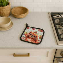 Load image into Gallery viewer, Red Pekingese Vegetables Pair of Pot Holders