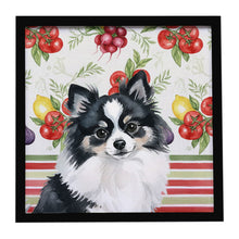 Load image into Gallery viewer, Black and White Pomeranian Vegetables Framed Metal Print