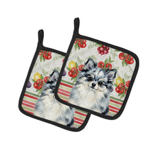 Load image into Gallery viewer, Blue Merle Pomeranian Vegetables Pair of Pot Holders