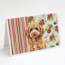 Load image into Gallery viewer, Miniature Apricot Poodle Vegetables Greeting Cards Pack of 8