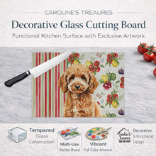 Load image into Gallery viewer, Miniature Apricot Poodle Vegetables Glass Cutting Board