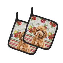 Load image into Gallery viewer, Miniature Apricot Poodle Vegetables Pair of Pot Holders