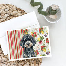 Load image into Gallery viewer, Miniature Black Poodle Vegetables Greeting Cards Pack of 8