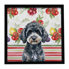 Load image into Gallery viewer, Miniature Black Poodle Vegetables Framed Metal Print