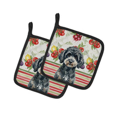 Load image into Gallery viewer, Miniature Black Poodle Vegetables Pair of Pot Holders