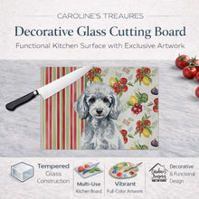 Load image into Gallery viewer, Miniature Silver Poodle Vegetables Glass Cutting Board