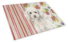 Load image into Gallery viewer, Miniature White Poodle Vegetables Glass Cutting Board