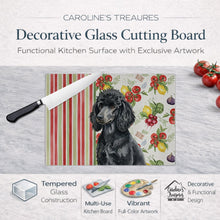 Load image into Gallery viewer, Standard Black Poodle Vegetables Glass Cutting Board