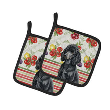 Load image into Gallery viewer, Standard Black Poodle Vegetables Pair of Pot Holders