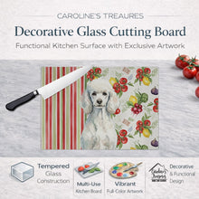 Load image into Gallery viewer, Standard White Poodle Vegetables Glass Cutting Board