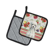 Load image into Gallery viewer, Standard White Poodle Vegetables Pair of Pot Holders