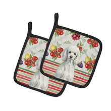 Load image into Gallery viewer, Standard White Poodle Vegetables Pair of Pot Holders