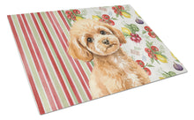 Load image into Gallery viewer, Toy Apricot Poodle Vegetables Glass Cutting Board