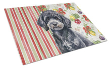 Load image into Gallery viewer, Toy Black Poodle Vegetables Glass Cutting Board