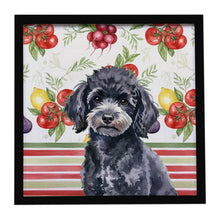 Load image into Gallery viewer, Toy Black Poodle Vegetables Framed Metal Print