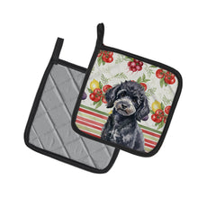 Load image into Gallery viewer, Toy Black Poodle Vegetables Pair of Pot Holders