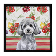 Load image into Gallery viewer, Toy Silver Poodle Vegetables Framed Metal Print