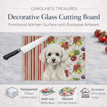 Load image into Gallery viewer, Toy White Poodle Vegetables Glass Cutting Board