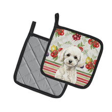 Load image into Gallery viewer, Toy White Poodle Vegetables Pair of Pot Holders