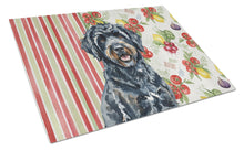 Load image into Gallery viewer, Black Portuguese Water Dog Vegetables Glass Cutting Board